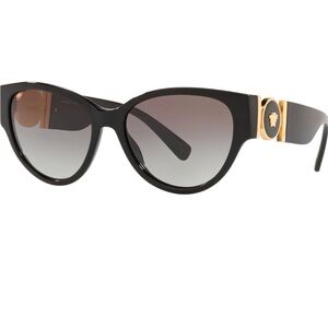 Versace Women's Cateye Sunglasses in Black with Gold Detail